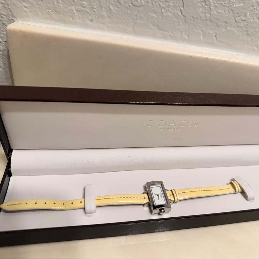 Coach Silver and Cream Rectangular Watch NWT - image 2